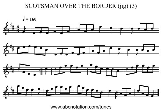 SCOTSMAN OVER THE BORDER (jig) (3) - staff notation