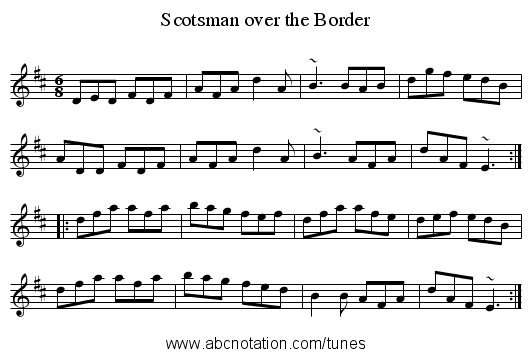 Scotsman over the Border - staff notation
