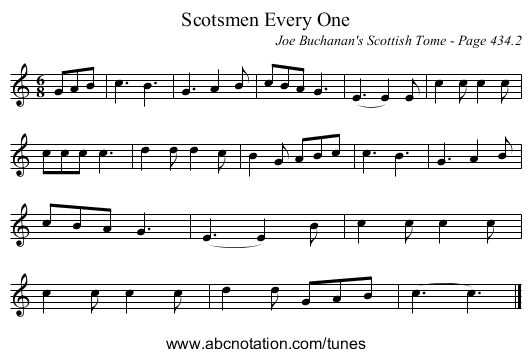Scotsmen Every One - staff notation