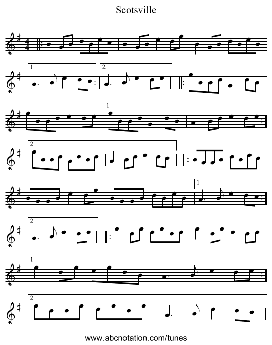 Scotsville - staff notation