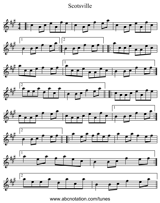 Scotsville - staff notation