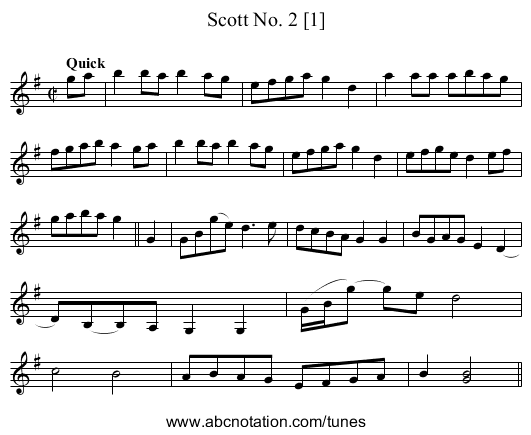 Scott No. 2 [1] - staff notation