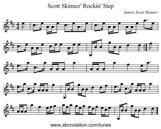 Scott Skinner' Rockin' Step - staff notation