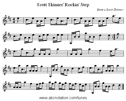 Scott Skinner' Rockin' Step - staff notation