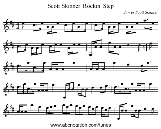 Scott Skinner' Rockin' Step - staff notation