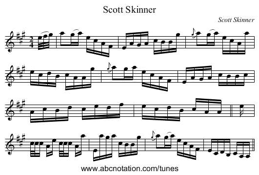 Scott Skinner - staff notation