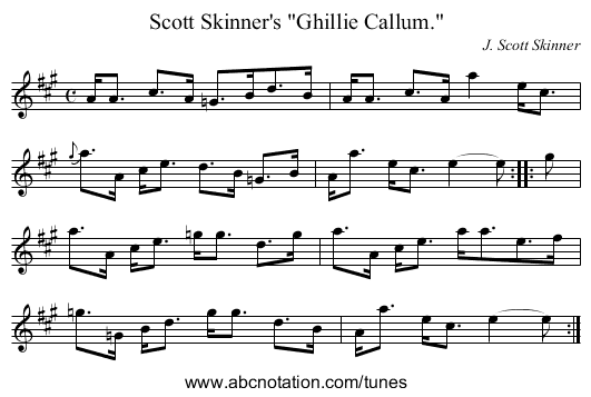 Scott Skinner's Ghillie Callum. - staff notation