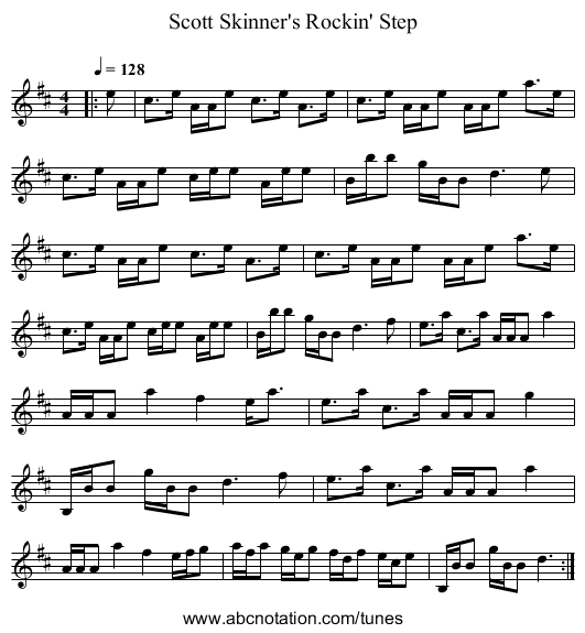 Scott Skinner's Rockin' Step - staff notation