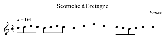 Scottiche à Bretagne - staff notation