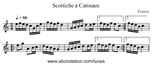 Scottiche à Catinaux - staff notation