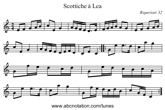 Scottiche à Lea - staff notation
