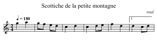 Scottiche de la petite montagne - staff notation