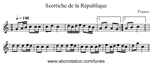 Scottiche de la République - staff notation