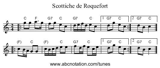 Scottiche de Roquefort - staff notation