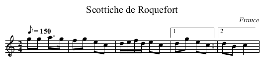 Scottiche de Roquefort - staff notation