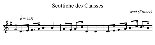 Scottiche des Causses - staff notation