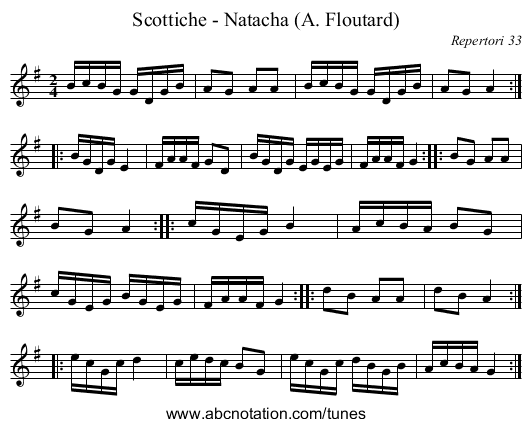 Scottiche - Natacha (A. Floutard) - staff notation