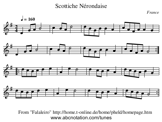 Scottiche Nérondaise - staff notation