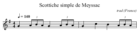 Scottiche simple de Meyssac - staff notation