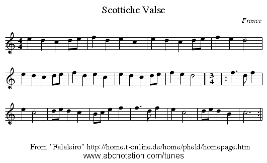 Scottiche Valse - staff notation