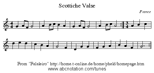 Scottiche Valse - staff notation
