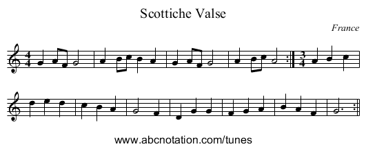Scottiche Valse - staff notation