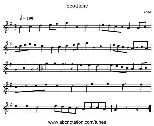 Scottiche - staff notation