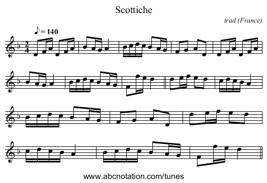 Scottiche - staff notation