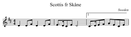 Scottis fr Skåne - staff notation