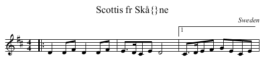 Scottis fr Sk&aring;ne - staff notation