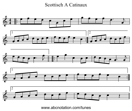 Scottisch A Catinaux - staff notation