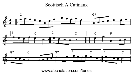 Scottisch A Catinaux - staff notation