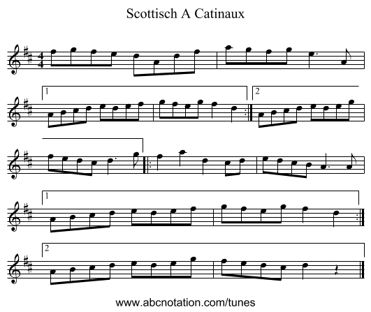Scottisch A Catinaux - staff notation