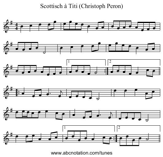 Scottisch à Titi (Christoph Peron) - staff notation