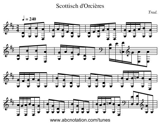 Scottisch d'Orcières - staff notation