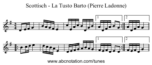 Scottisch - La Tusto Barto (Pierre Ladonne) - staff notation