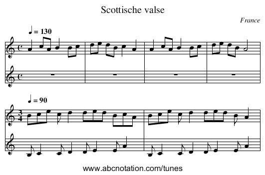 Scottische valse - staff notation