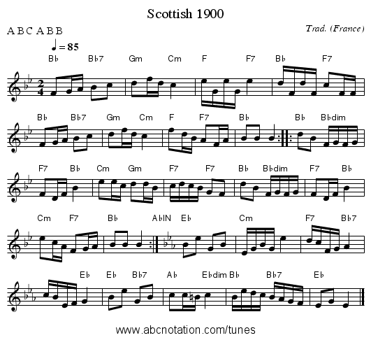 Scottish 1900 - staff notation
