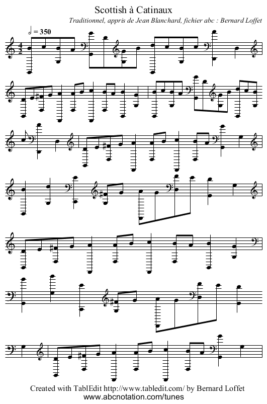 Scottish à Catinaux - staff notation
