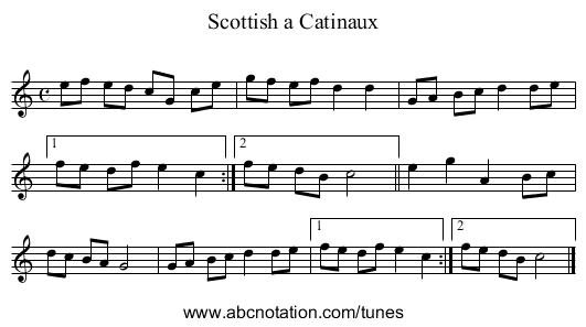 Scottish a Catinaux - staff notation