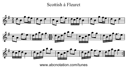 Scottish à Fleuret - staff notation