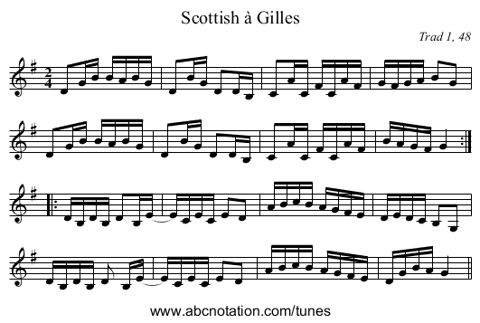 Scottish à Gilles - staff notation