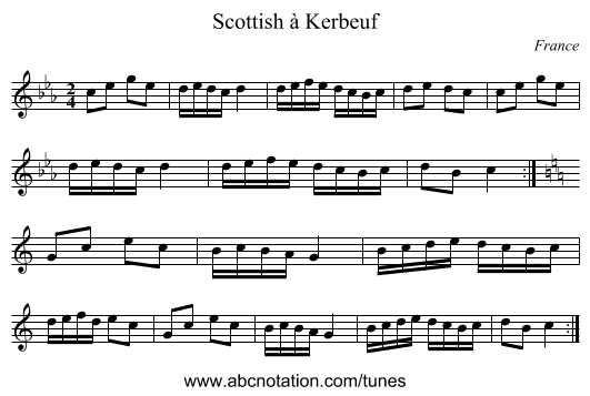 Scottish à Kerbeuf - staff notation