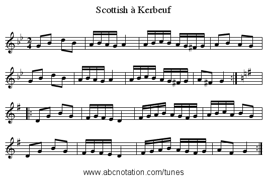 Scottish à Kerbeuf - staff notation