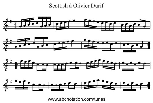 Scottish à Olivier Durif - staff notation