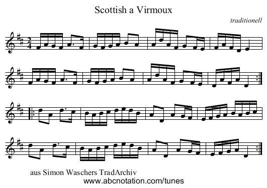 Scottish a Virmoux - staff notation