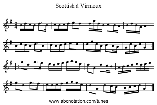 Scottish à Virmoux - staff notation