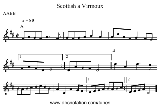 Scottish a Virmoux - staff notation