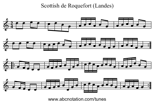Scottish de Roquefort (Landes) - staff notation