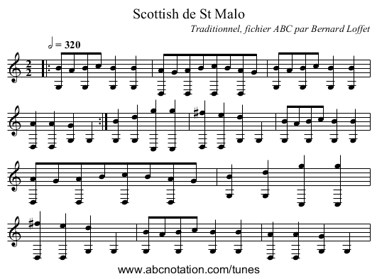 Scottish de St Malo - staff notation